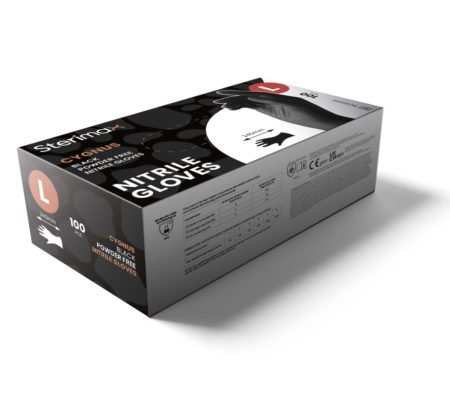 Cygnus Black Short Cuff Nitrile Gloves Powder-Free